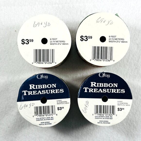 Offray Vintage Ribbon Fall Garden Fabric Craft Rolls 2-5/8" Wide - Used (4-Pack) - Picture 3 of 7